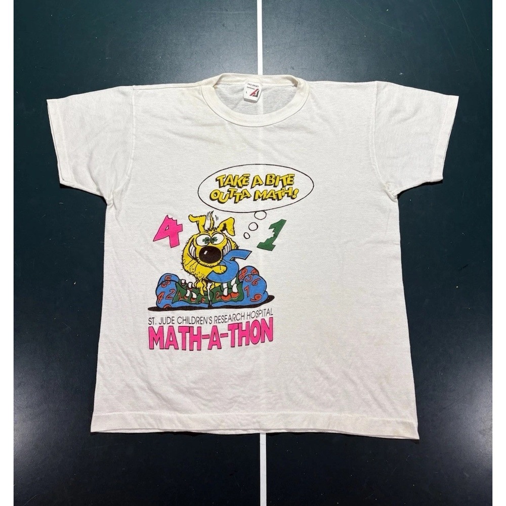 Vintage 80s St. Jude Math-A-Thon T-Shirt Large Children's Research Hospital Rare
